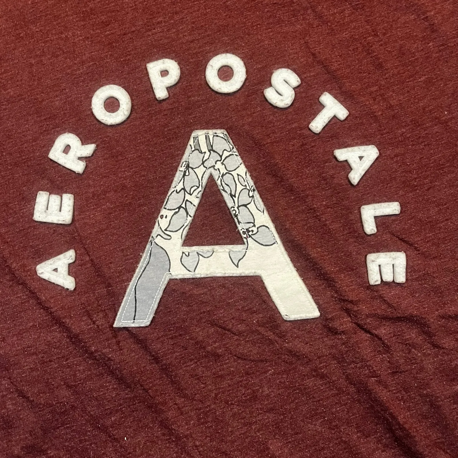 Aeropostale Classic Crew Graphic Burgundy Floral Logo XXL T Shirt Lightweight - Image 3