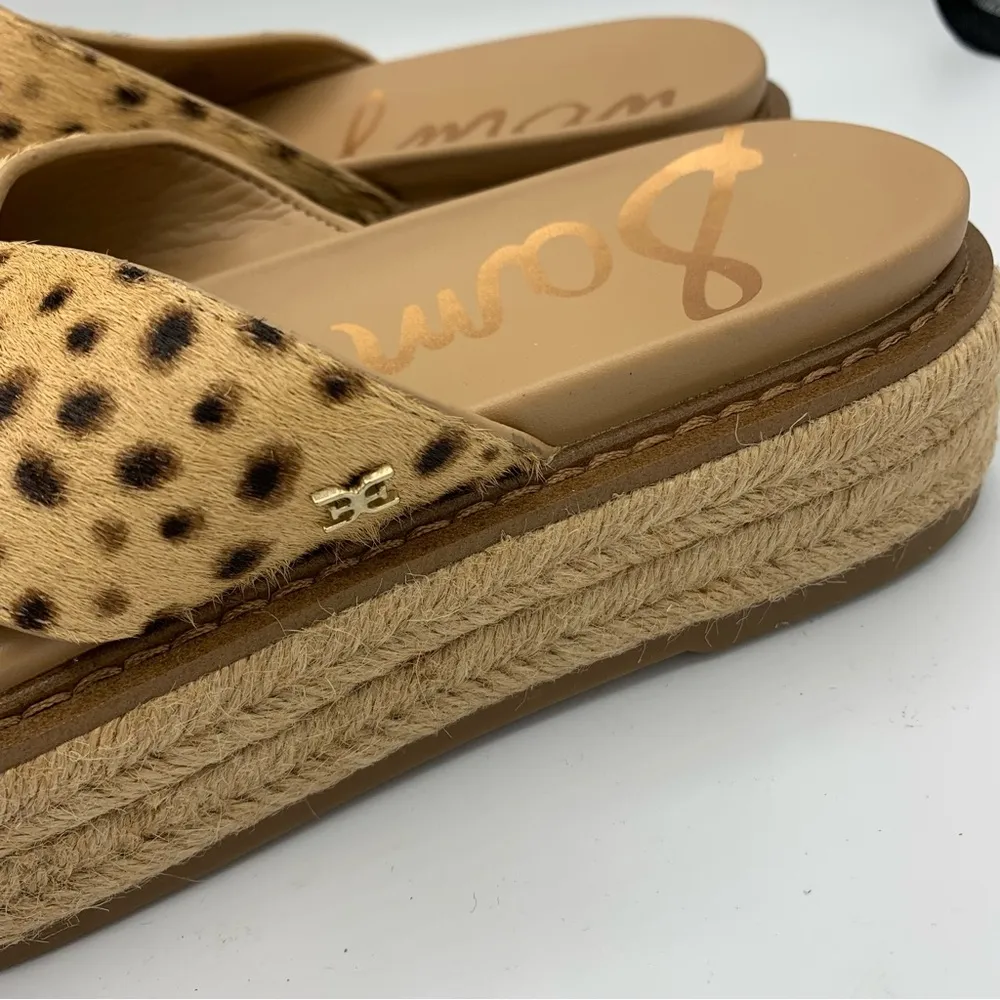 SAM EDELMAN Korina Tan Cheetah Print Platform Sandal Sz 7 - Image 7