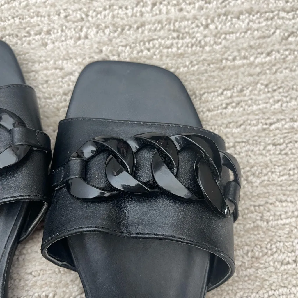 SUMMER PU LEATHER FLATS 8.5 Black - Image 5