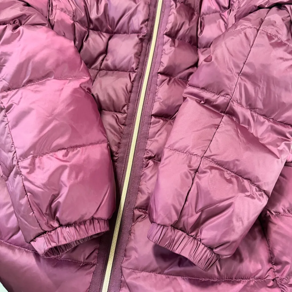 Kate Spade Women’s Untrimmed Down Puffer Coat Jacket Full Zip Hooded Red Wine M - Image 7