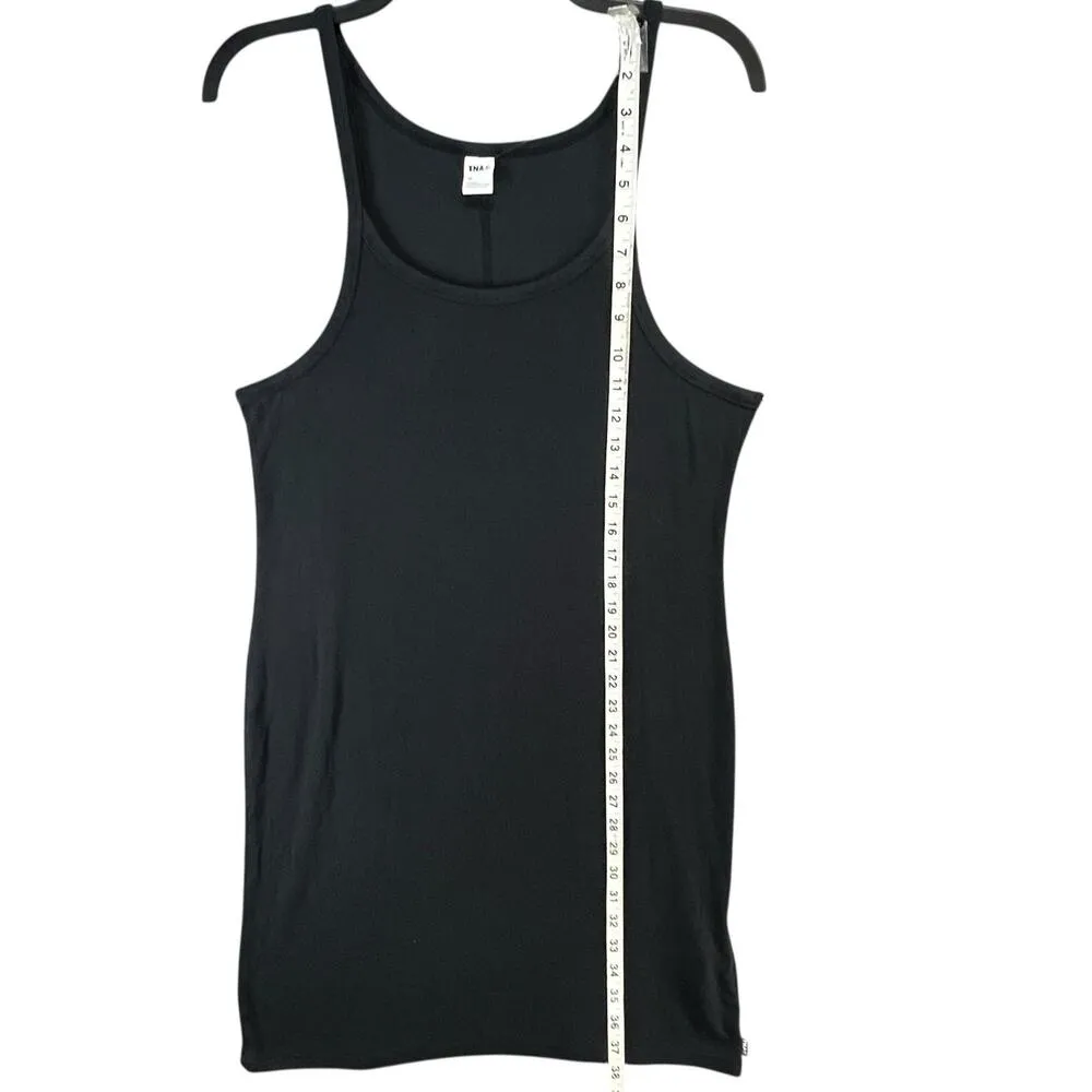 Aritzia Tna Mini Dress XL Black Micro Rib Knit Bodycon Soft Modal Blend Casual - Image 8