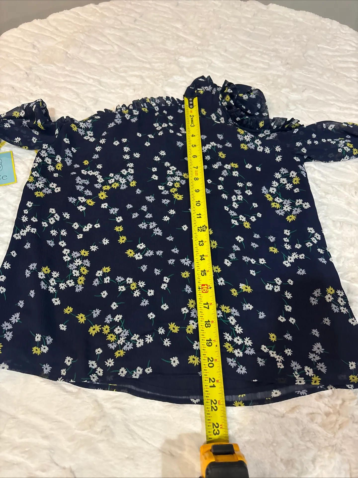 Womens Navy Cold Shoulder Ruffled Bow Detail Sheer . NWT - Image 8