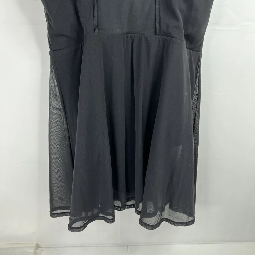 Torrid Plus Size 2 2X D/DD Black Underwire Long Mesh Overlay Swim Dress Swimsuit - Image 9
