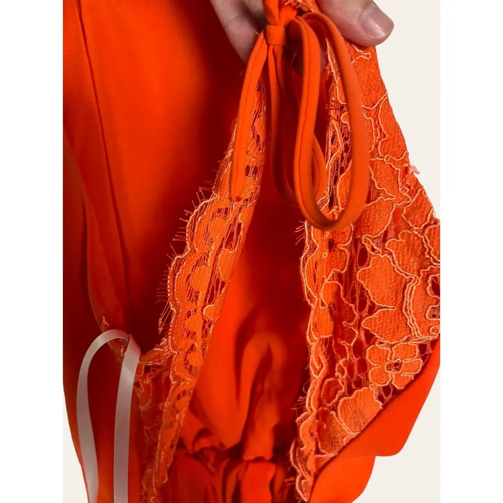Revolve NBD Let It Go Orange Lace Strappy Sleeveless Romper Jumpsuit Size XS - Image 8