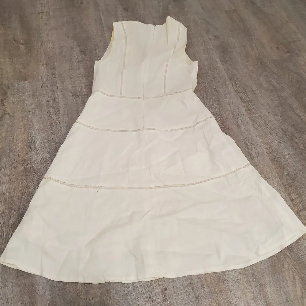 Theory White Linen Sleeveless Dress Size 2 - Image 2