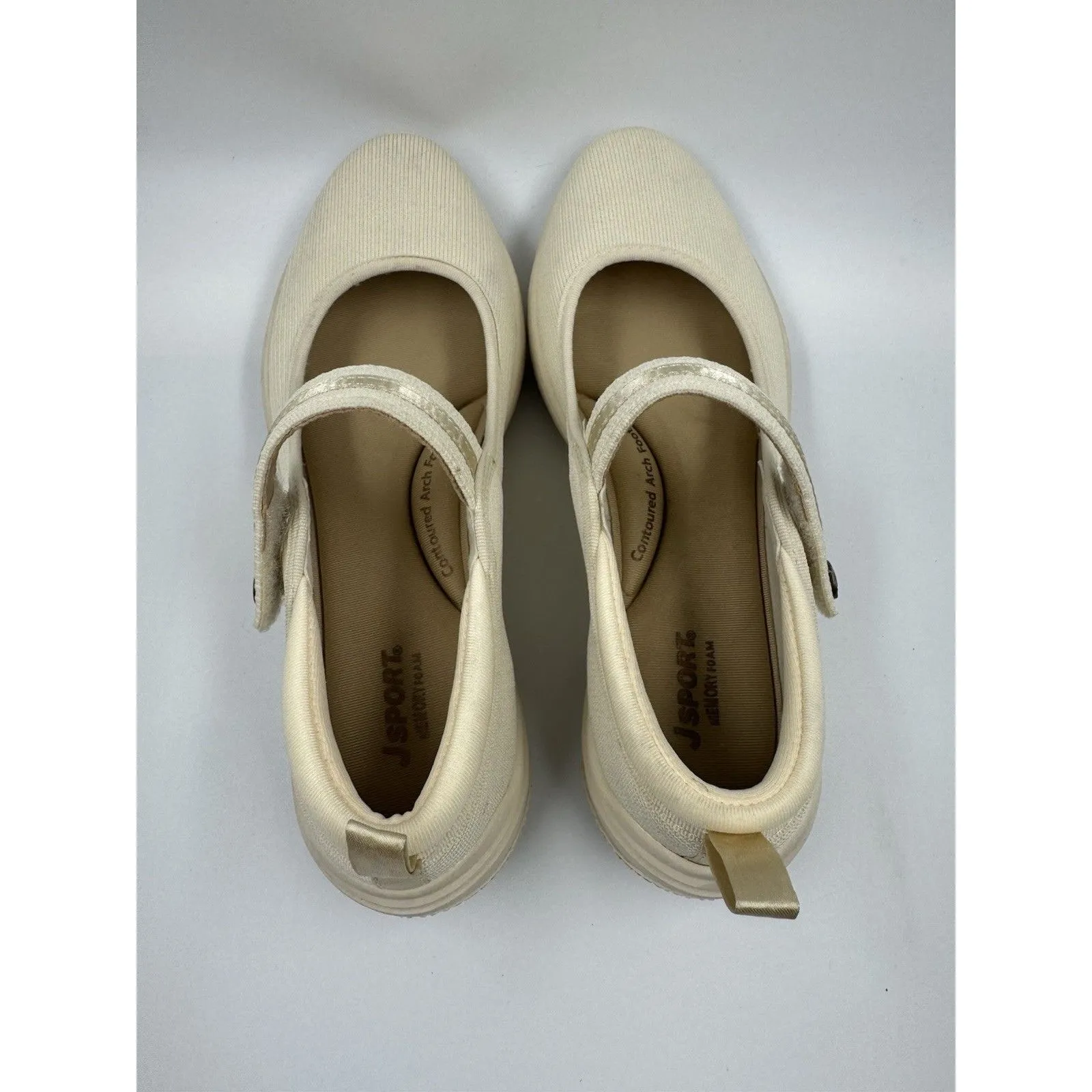 Jsport Womens Shoes Beige Mary Jane Memory Foam Contoured Arch Lightweight 7 - Image 6