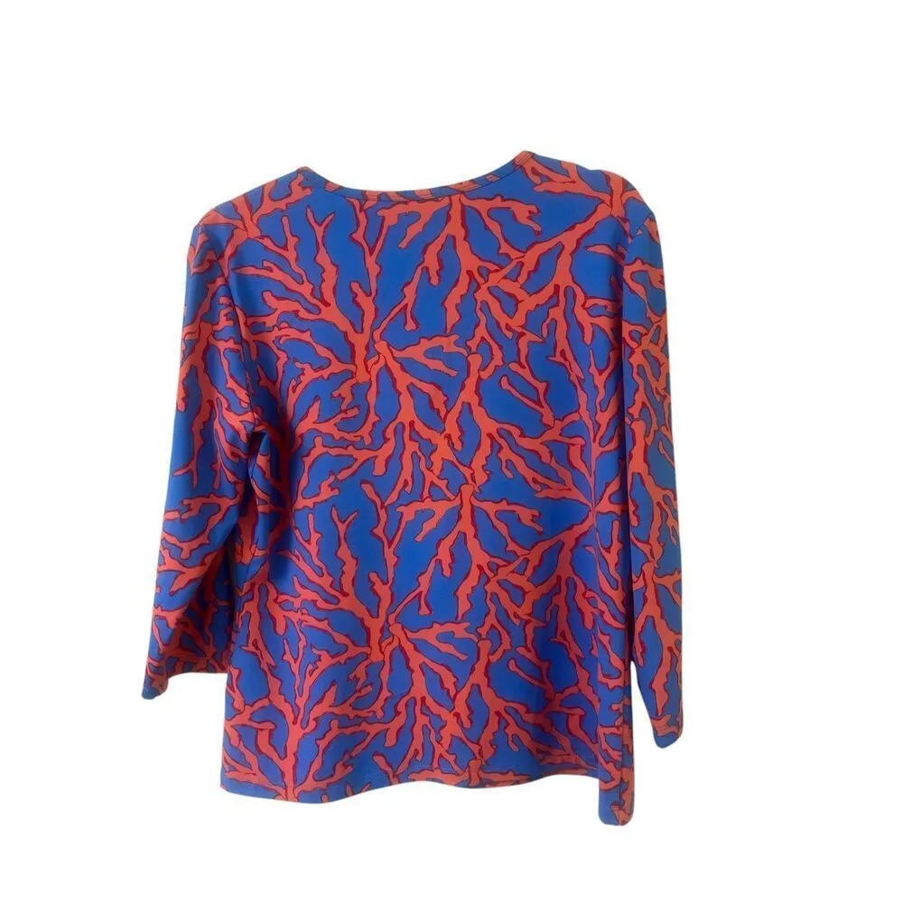 J. McLaughlin Wavesong boatneck top blue & red sz L - Image 2