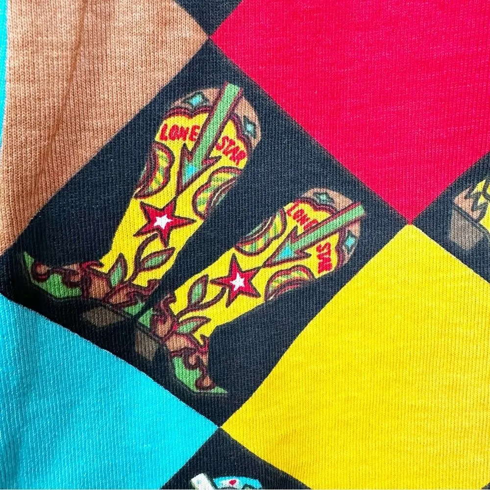 NEW Bob Mackie Wearable Art Texas Themed Print Cowboy Boots Maxi Skirt Size M - Image 5