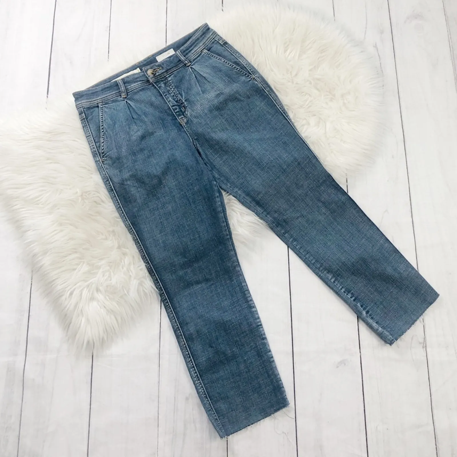 Anthropologie Women's Pilcro Pleated Trouser‎ Blue Jeans Size 28 NEW - Image 3