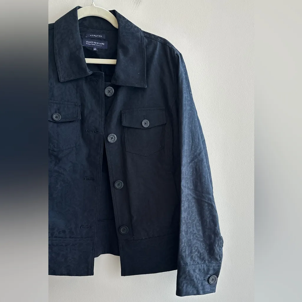 Jones New York Cheetah Print Black Button Down Jacket, Size 1X - Image 3