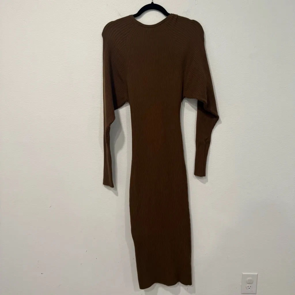 Good American Belted Brown Long Sleeve Bodycon Dress 0/00 XS/S - Image 7
