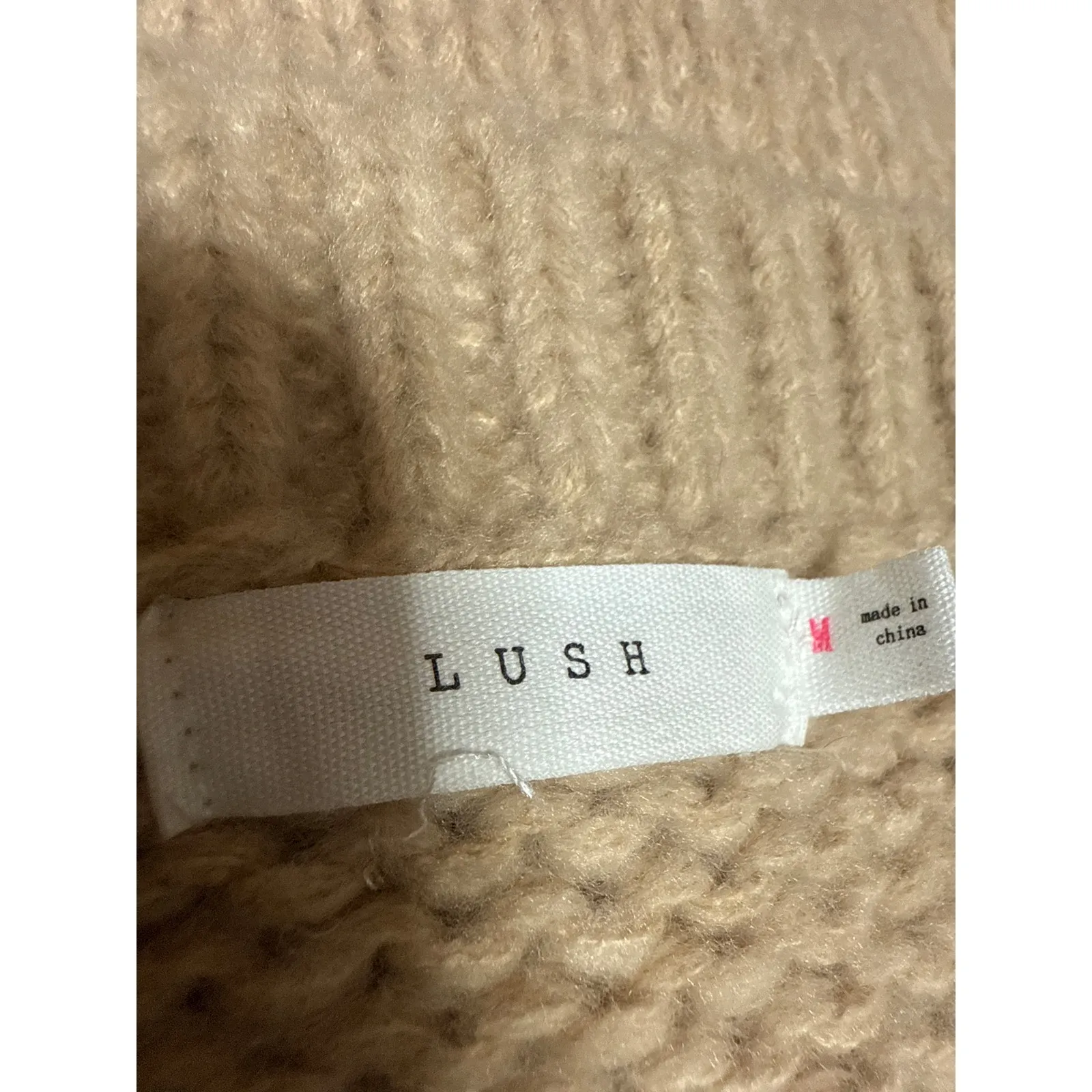 Lush Tan Multicolor Striped Cable Knit Button Up Cardigan Sweater Top Size M - Image 4