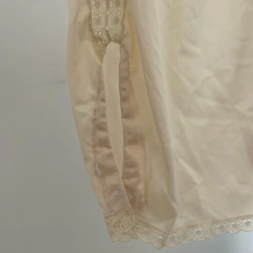 Vintage Sears Cream 21.5in Lace & Nylon Slip Skirt White Size M - Image 5