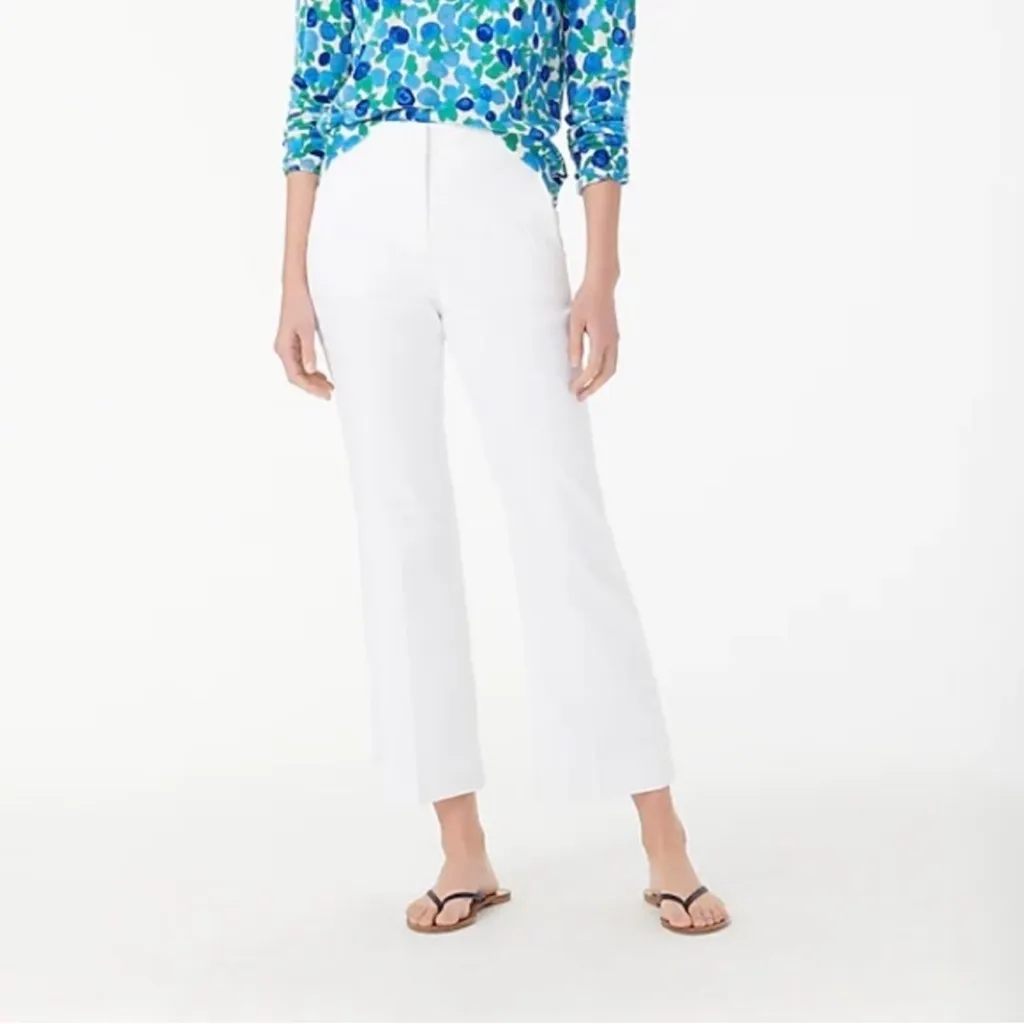 J Crew Hayden Kickout Crop Pant in White Linen Blend Size 10 - Image 4