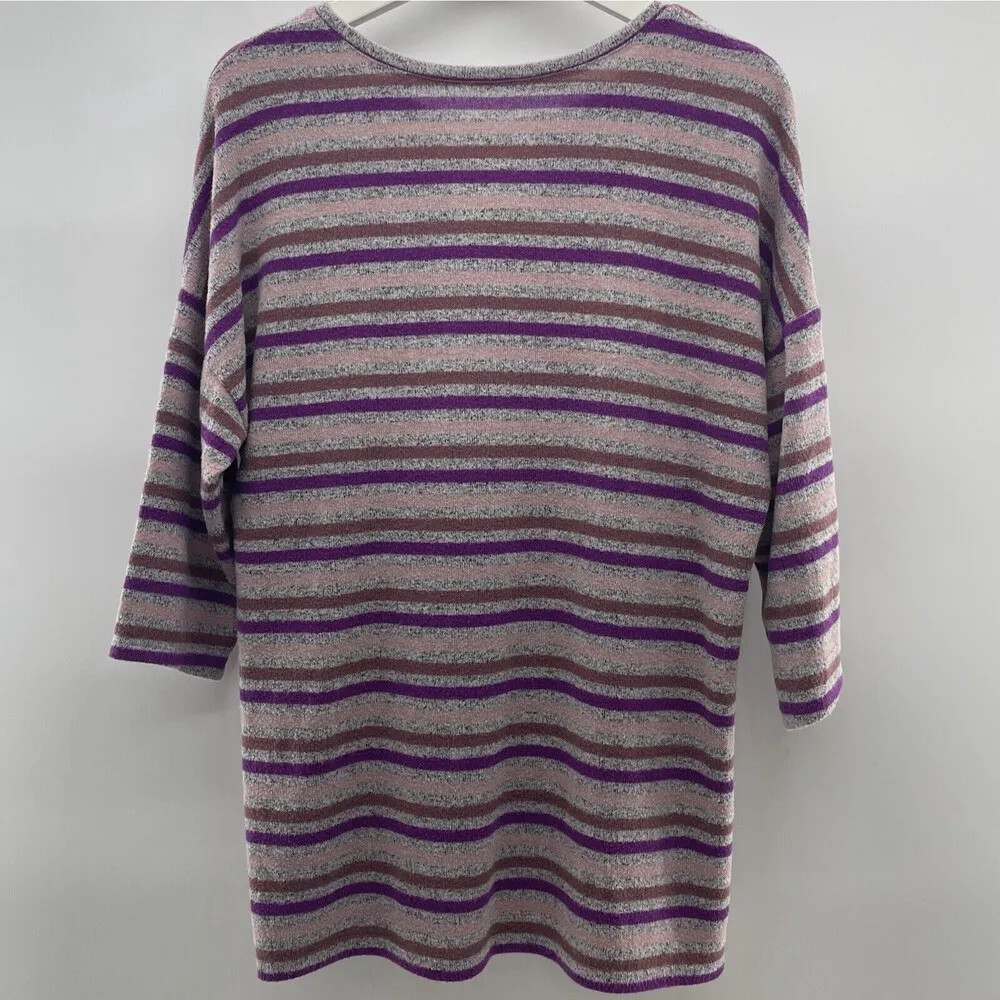 Torrid Size OX Super Soft Plush Long Sleeve Dolman Crew Tee Stripe Knit Multi - Image 4