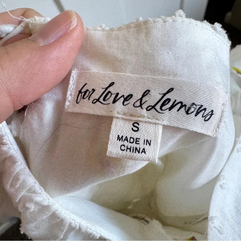 For Love & Lemons White Embroidered Yellow Daisy Mini Dress Womens S Eyelet - Image 10