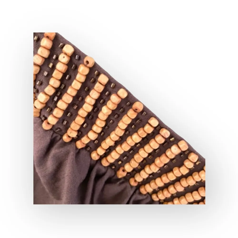 BCBGMAXAZRIA  ✿ Silk Blend Sequin Wood Bead Spaghetti Strap Cami Top ✿ Brown ✿ M - Image 5