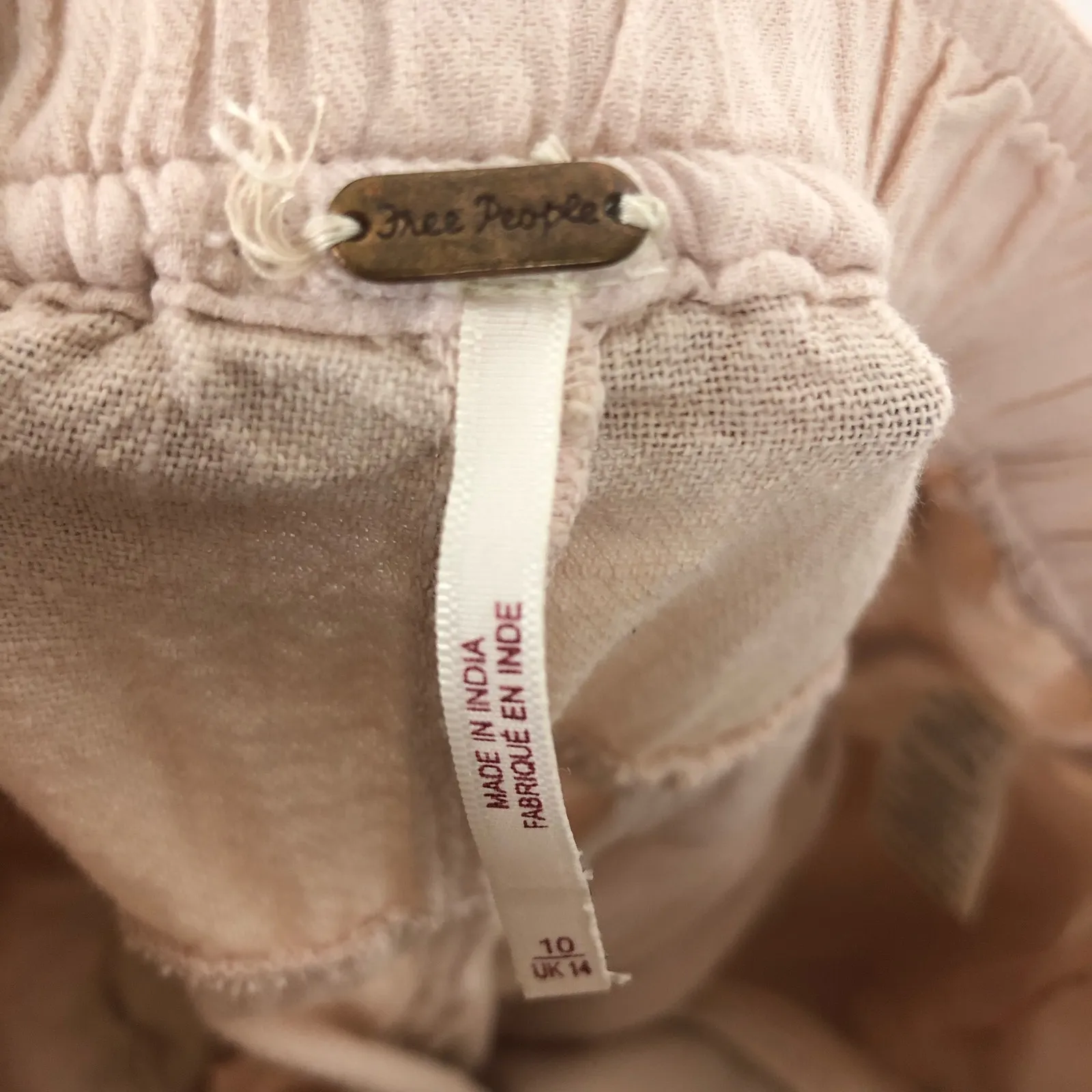 Free People Lotta Love Linen Trousers Size 10 Cream Cotton Oversized Lagenlook - Image 6