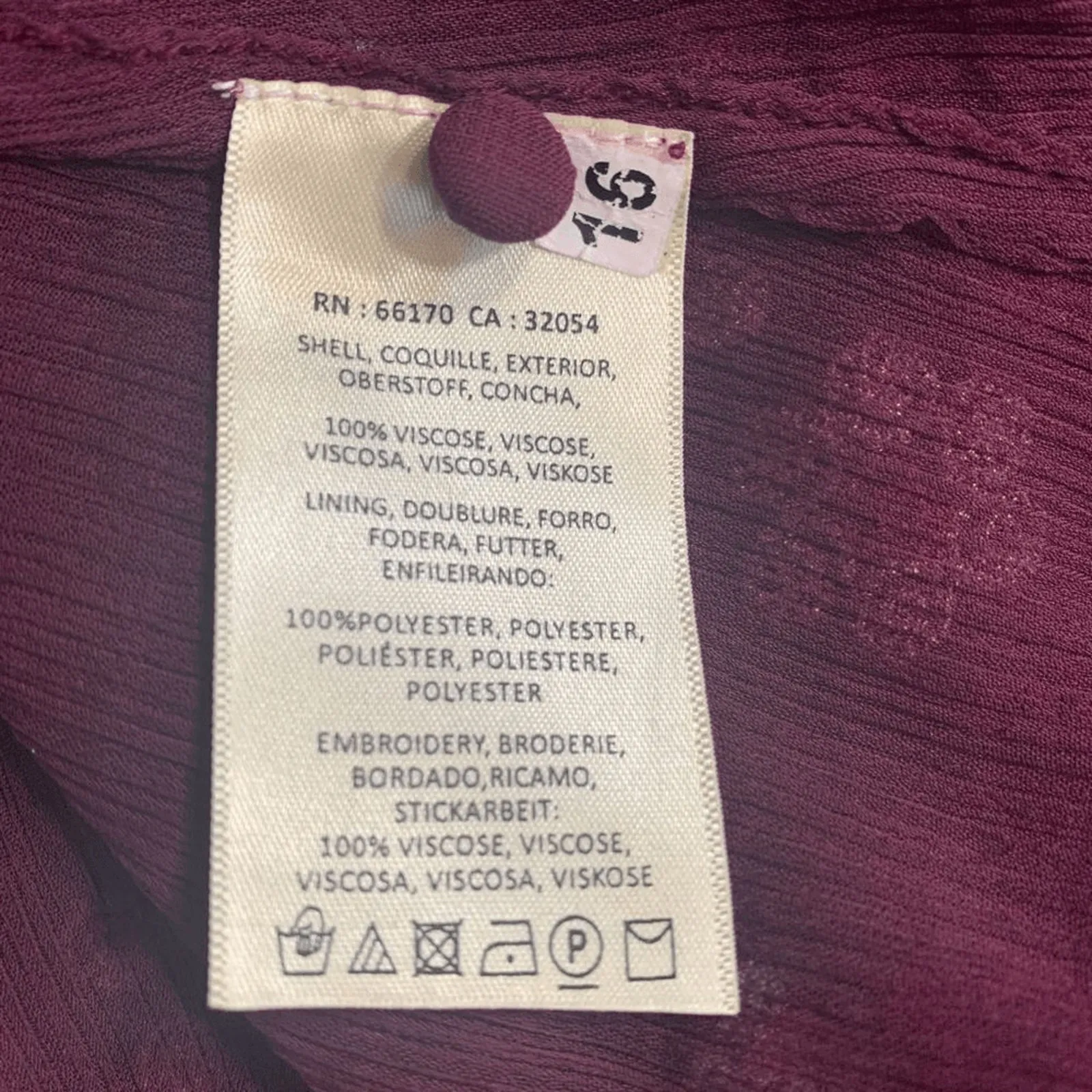 Floret Burgundy Embroidered Floral High Neck Sleeveless Flowy Top Size Small - Image 9