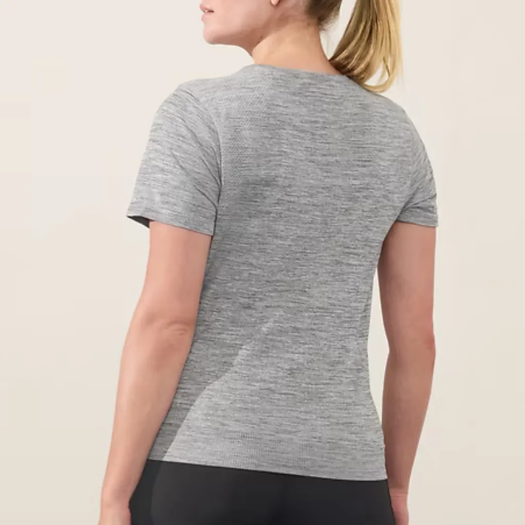 Athleta In Motion Seamless Heather Tee Shirt Women’s Large Gray Stretch Workout - Image 2