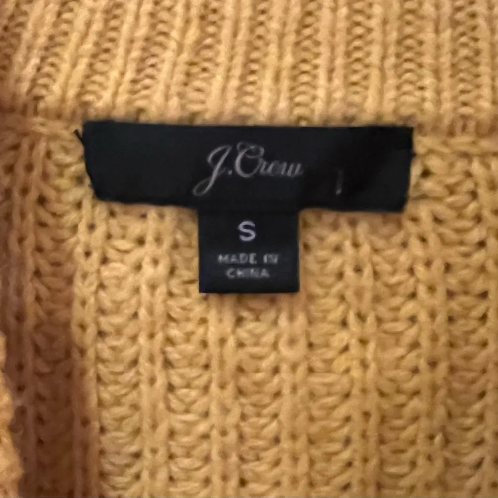 J.Crew Pom-Pom Cable Knit Mock Neck Lambs Wool Sweater Mustard Yellow Size Small - Image 5