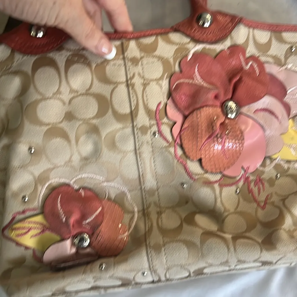 Coach Signature Floral Tote Bag Handbag - Image 6