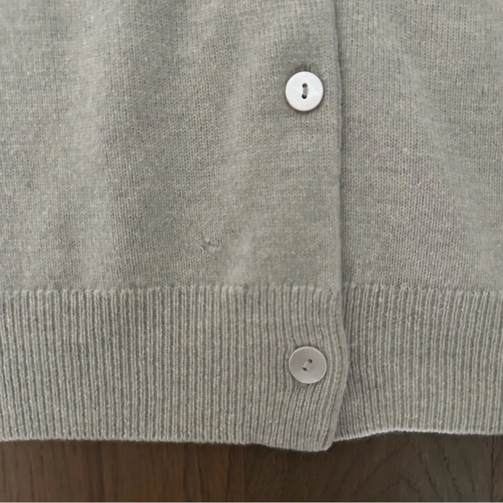 TSE 100% Cashmere Button Front Crew Neck Cardigan Sweater Heather Oatmeal Large - Image 6