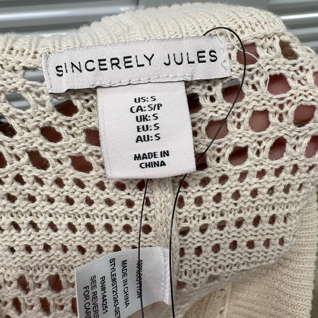 Sincerely Jules Cream Crochet Knitwear Tan - Image 2