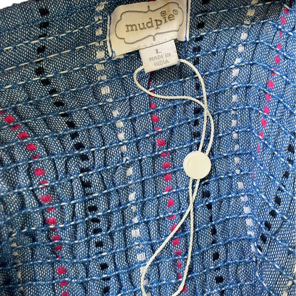 NWOT Mudpie Striped Boho Hippie Preppy Layered Bell Sleeve Smocked Mini Dress - Image 7