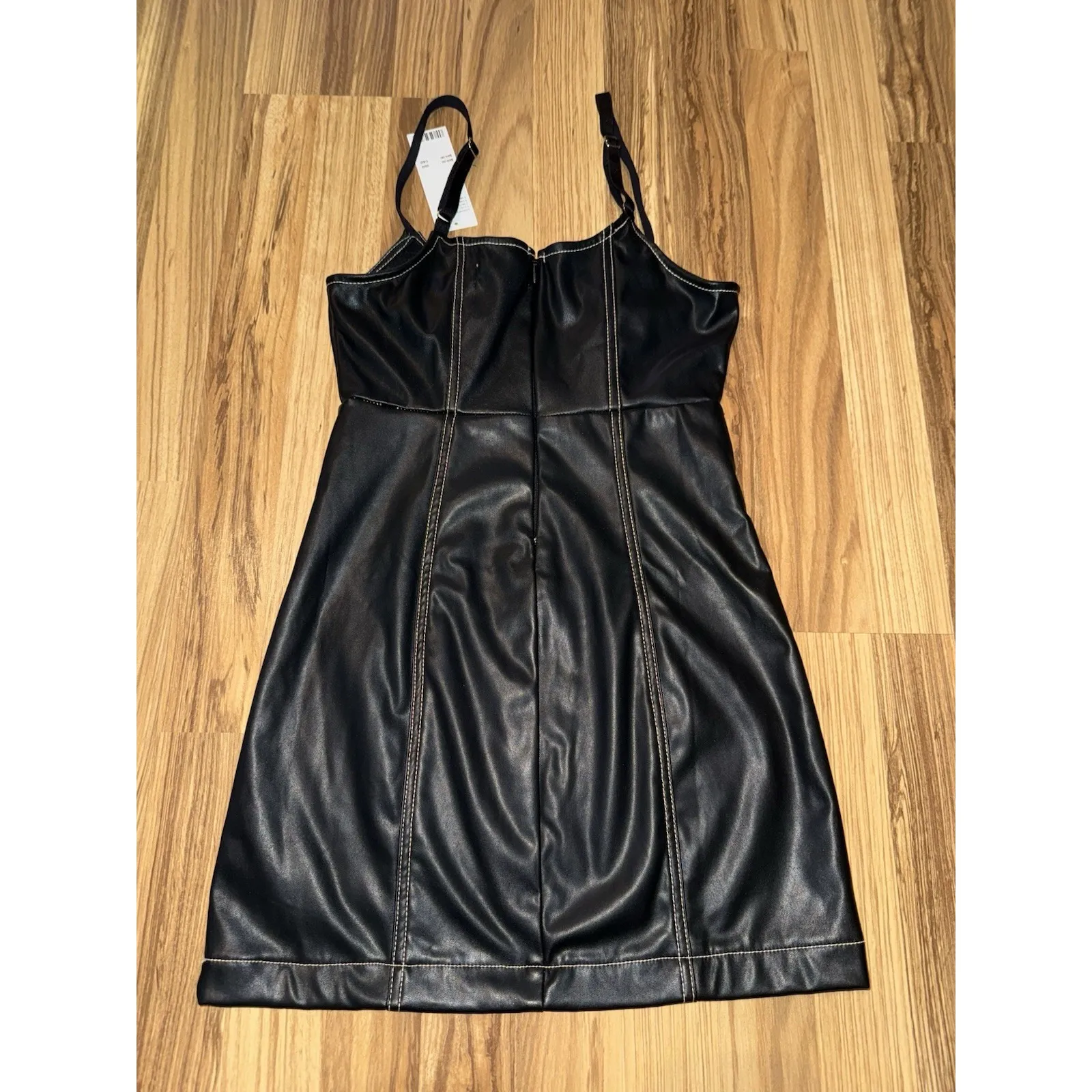 Urban Outfitters NEW Faux‎ Leather Minidress size XS Black - Image 5