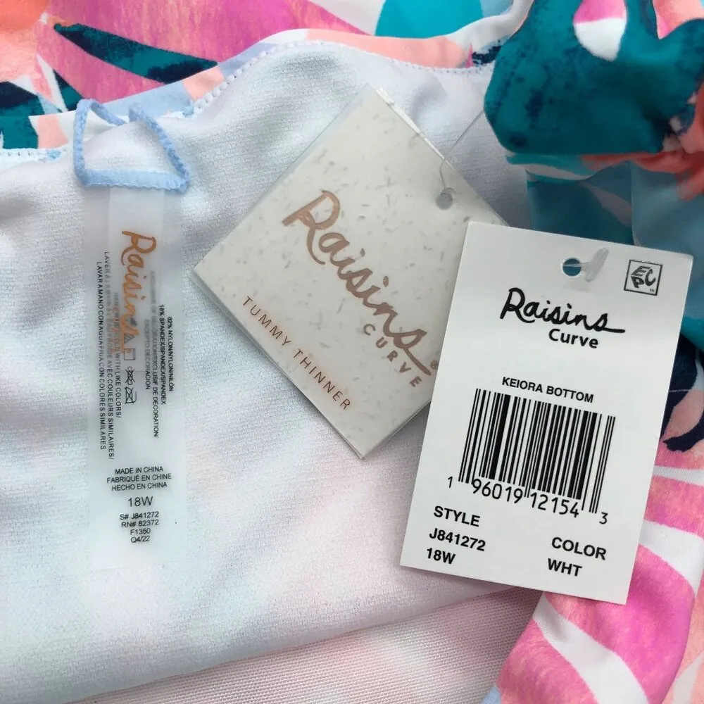 Raisins Curve Tummy Thinner High-Waist Bikini Bottoms Floral 18W Multicolor - Image 4