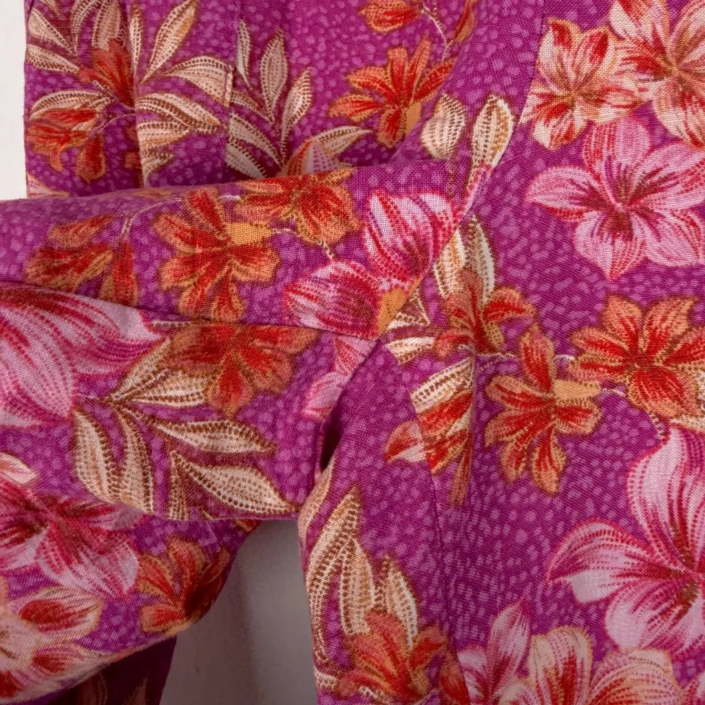 LOFT Floral Flowy Wide Leg Linen Pants Pull On Size Large L EUC - Image 6