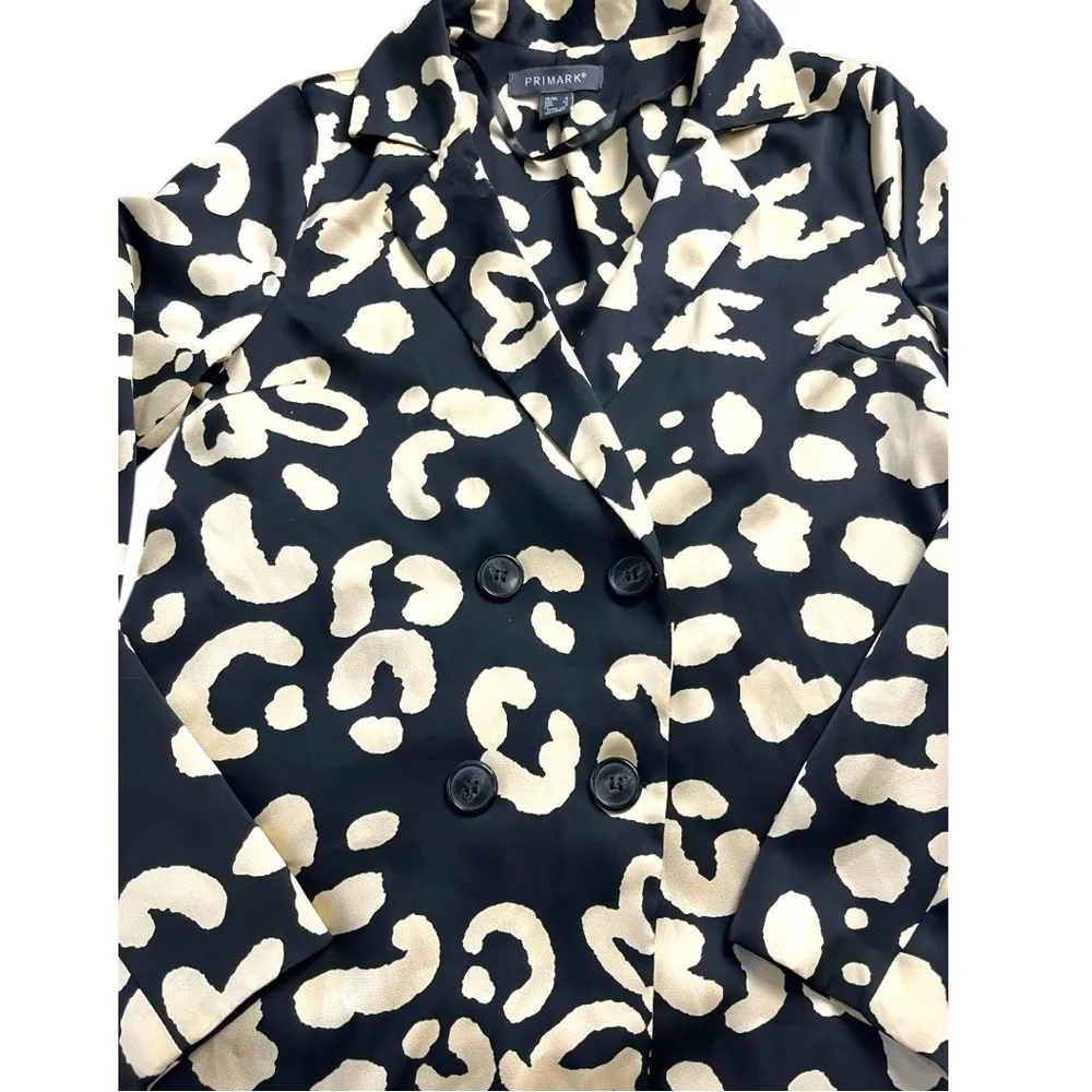 Primark Double Breasted Blazer Women’s Size 4 Satin Leopard Print Blazer NWOT‎ - Image 3