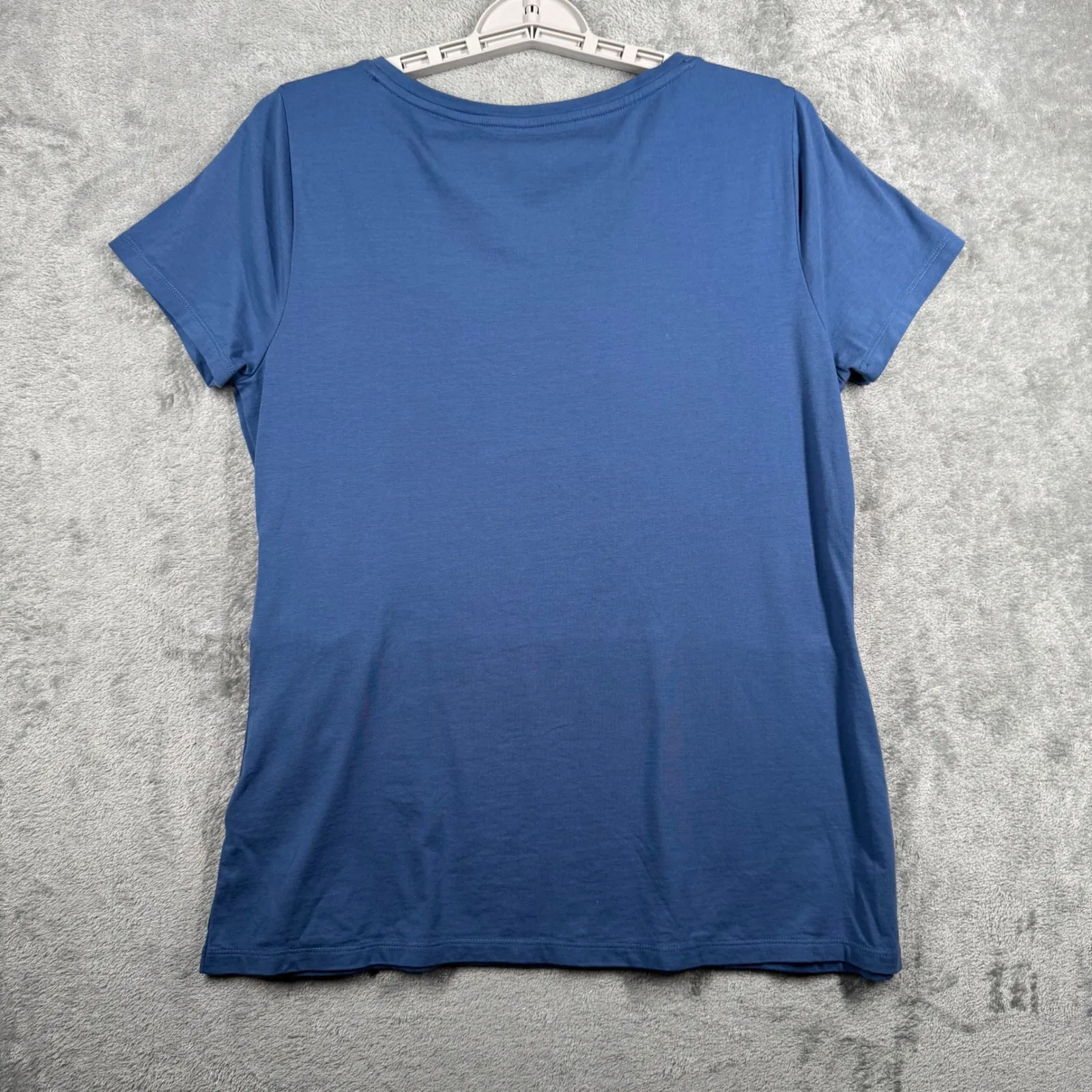 Lands End Top M Blue Side Tie Knot Short Sleeve T-Shirt Casual Elevated Chic - Image 3
