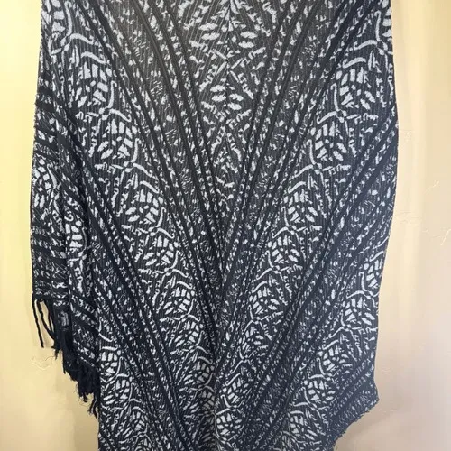 Free People Black Pattern Fringe Kimono Cardigan‎ M/L Rare ASO Selena Gomez Boho - Image 11