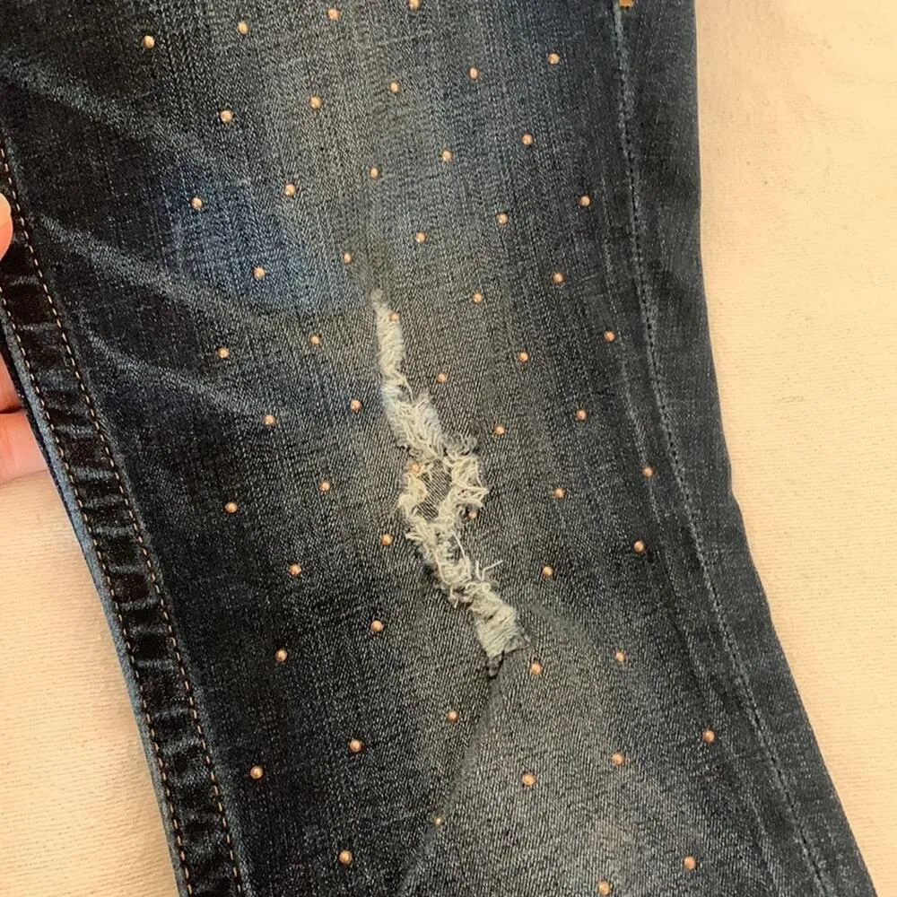 True religion womens 30 jeans skinny glitter button distressed denim - Image 6