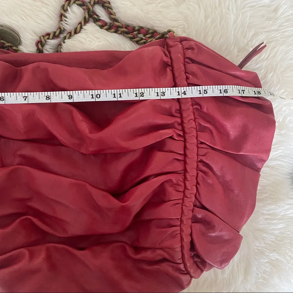 🍒Elie Tahari🍒 Red/Berry Leather Bag With Chain and Leather Straps - Image 9