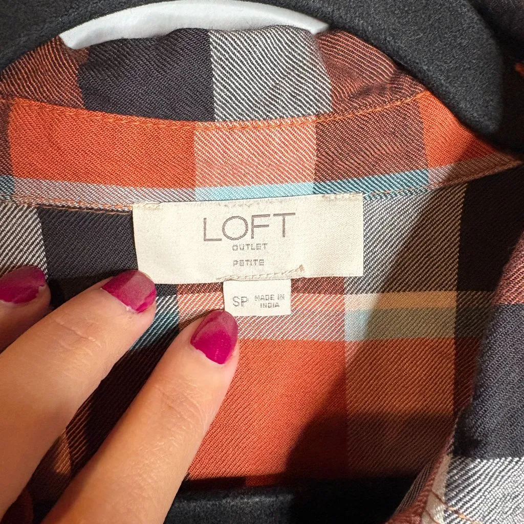 Loft plaid light flannel button down shirt - Image 3