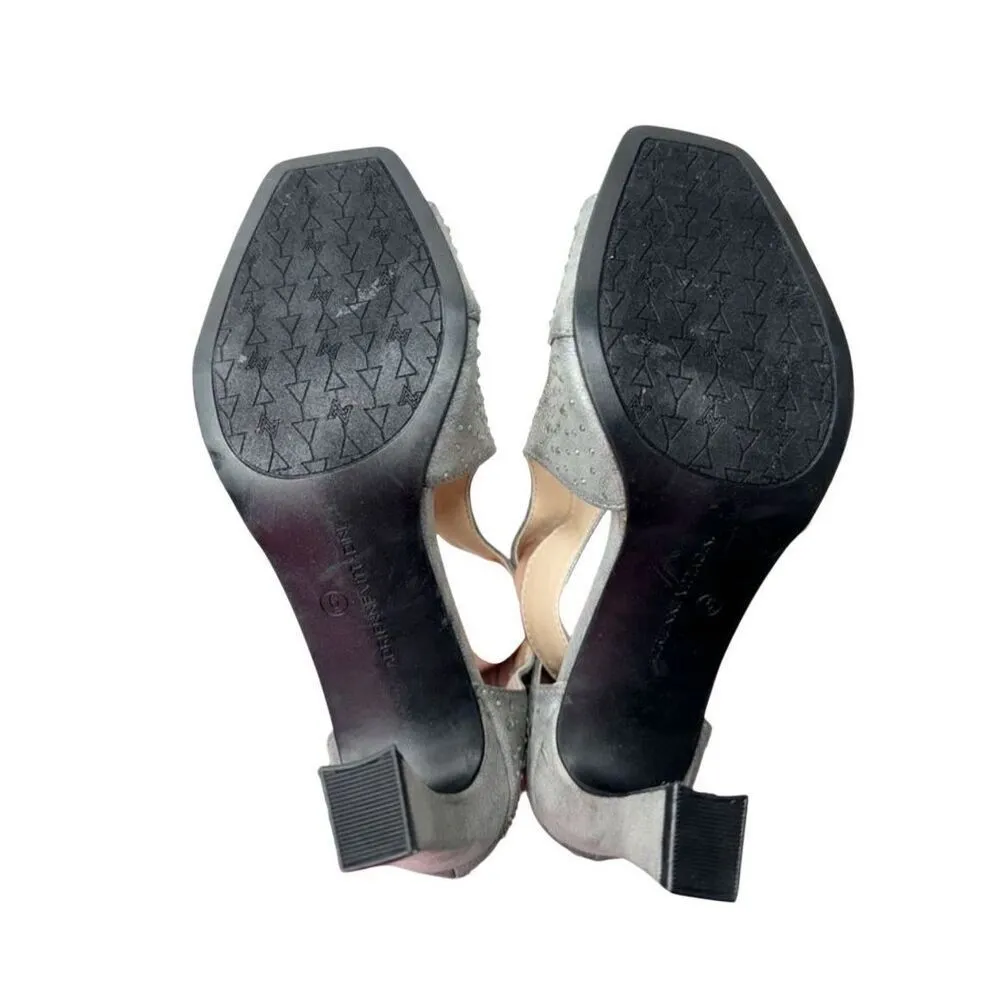 Adrienne Vittadini  Sandals Size 6 Gray Beaded Open Toe‎ High Heel Back Zip - Image 10