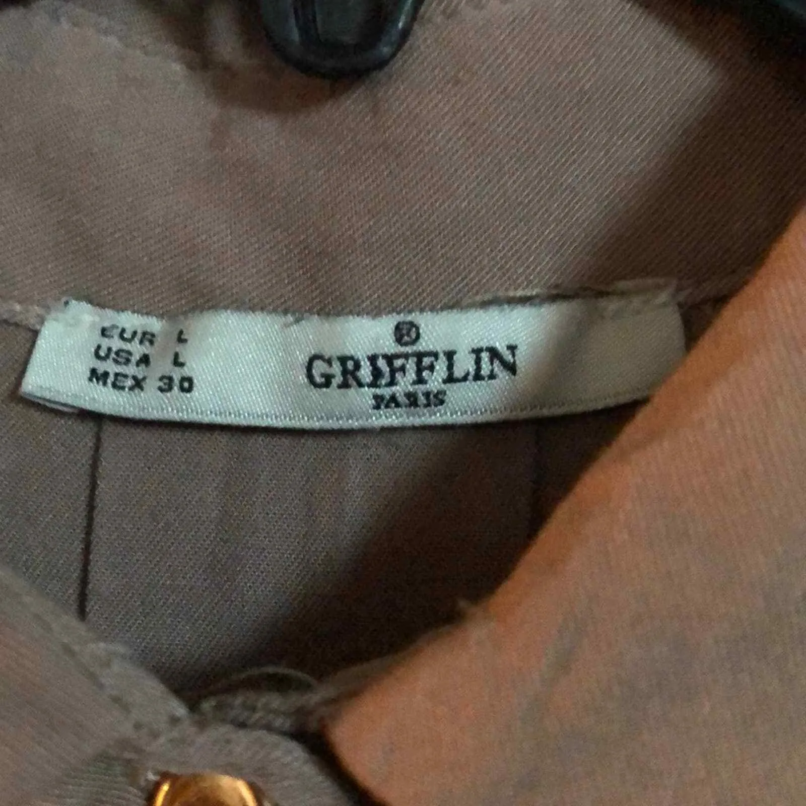 Griffin‎ Paris oversized tunic top with belt loop Women’s Size L Large Tan - Image 7