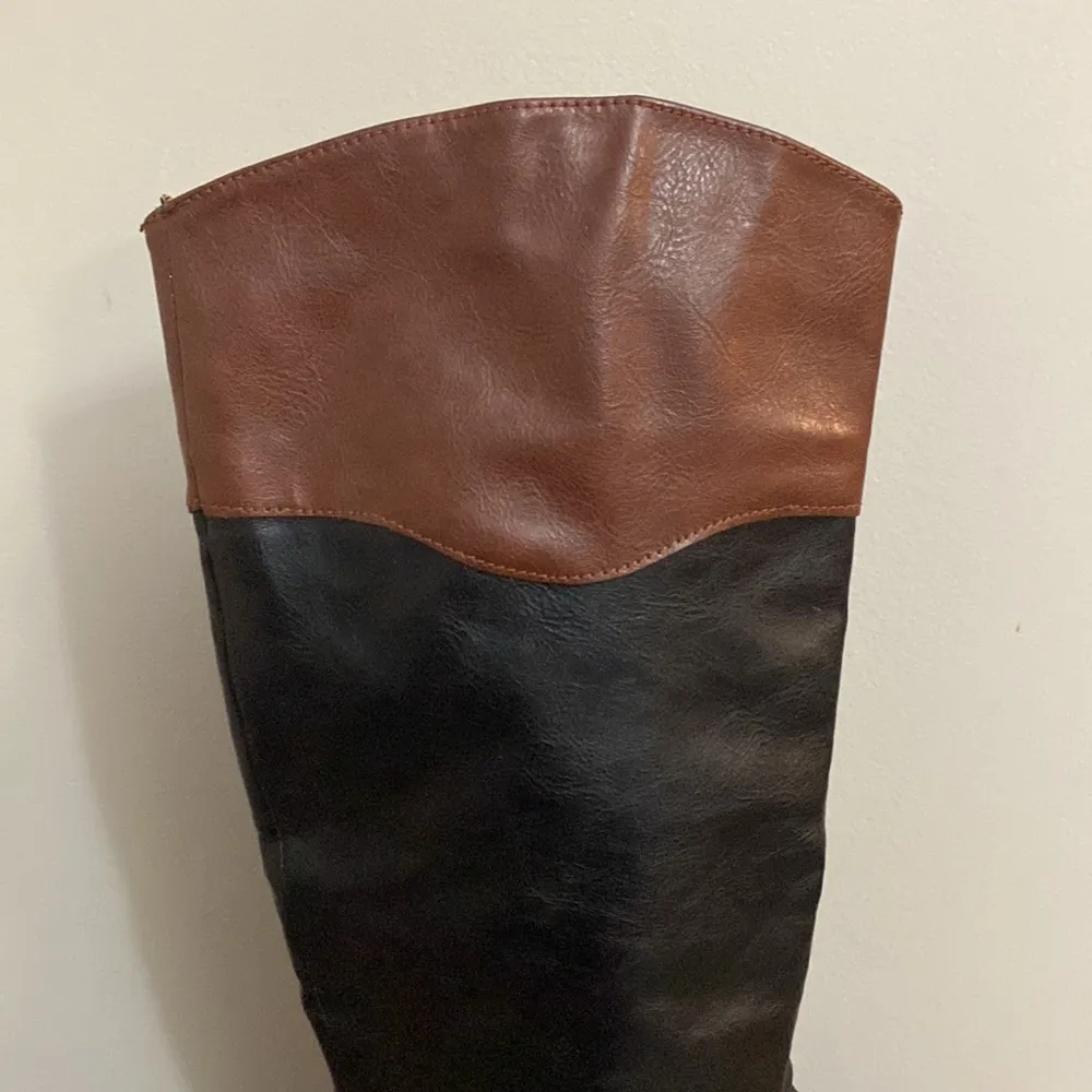 RAMPAGE womens black/brown knee high ILLISA riding boots size 7.5 - Image 3