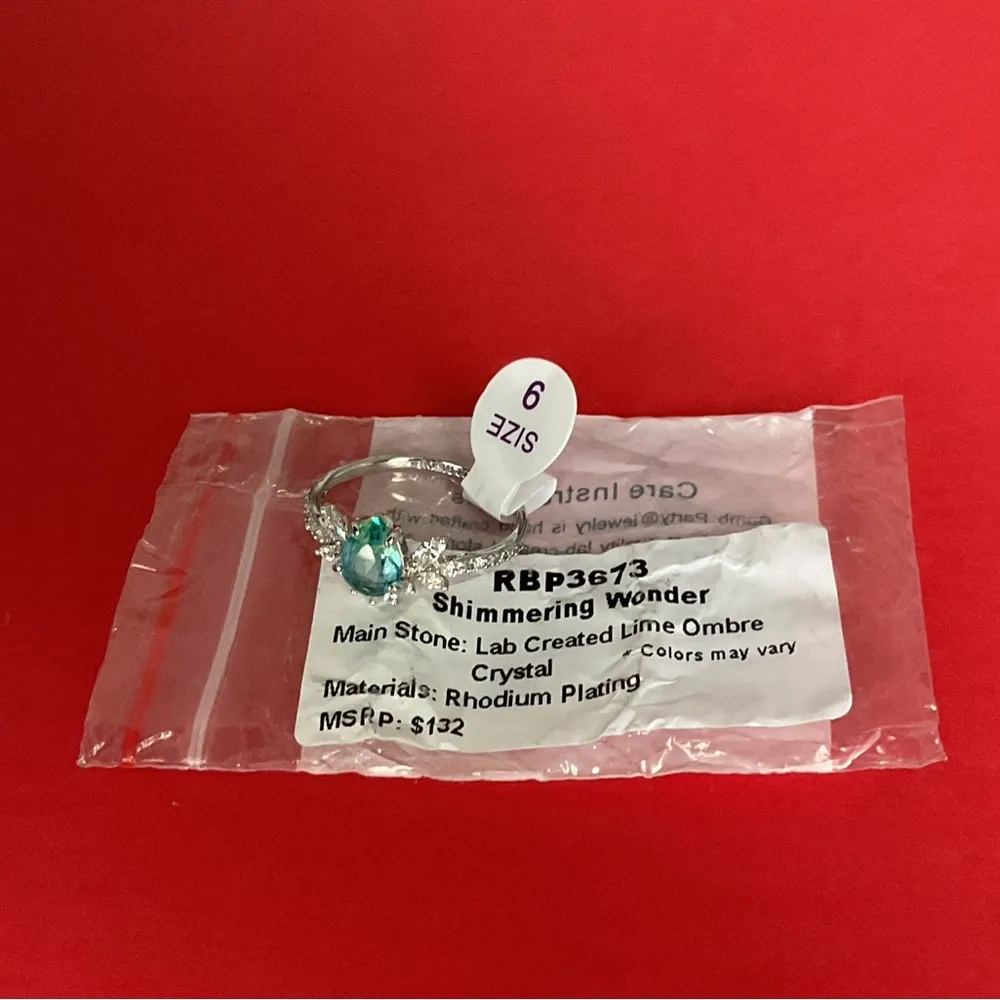 Bomb Party RBP3673 “Shimmering Wonder” LC Crystal on Rhodium Size 9 Ring NWT Silver - Image 5