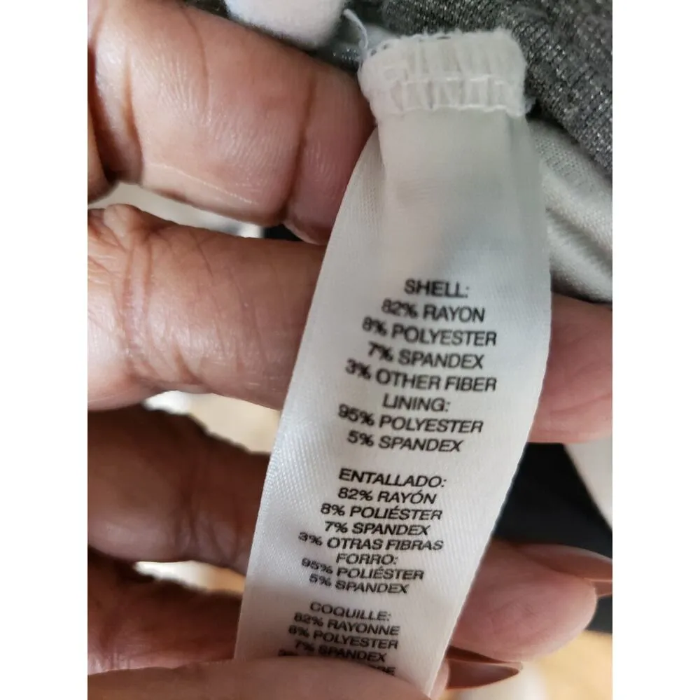 White House Black Market Top Women M Gray White Stripe Long Sleeve Stretch - Image 12