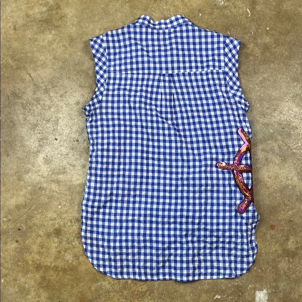 Koch Blue Gingham Sleeveless sailor themed Blouse
Size: Small - Image 4