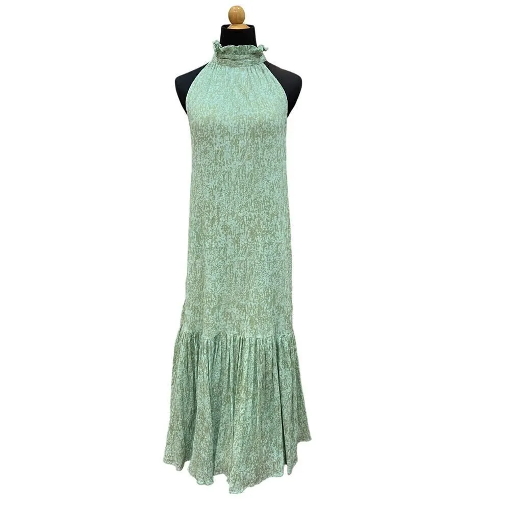 Cleobella Maci Splash Print Sleeveless Organic Cotton Dress in Green Size Small - Image 7