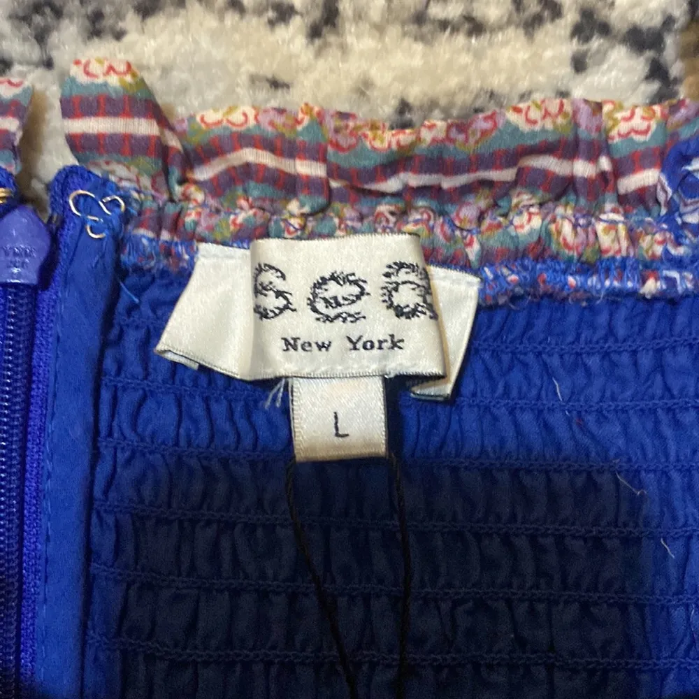 Sea New York Rosita Border Smocked Minidress size L Blue Size L - Image 4