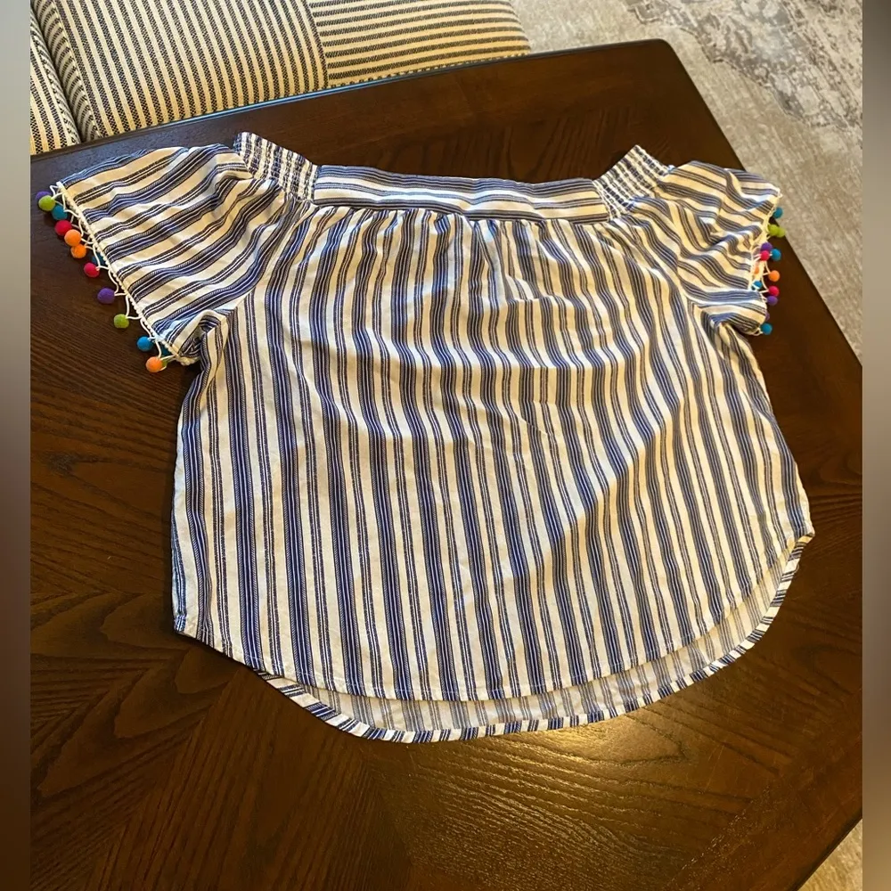 Off Shoulder Colorful Tassel Top Blue Size XL - Image 2