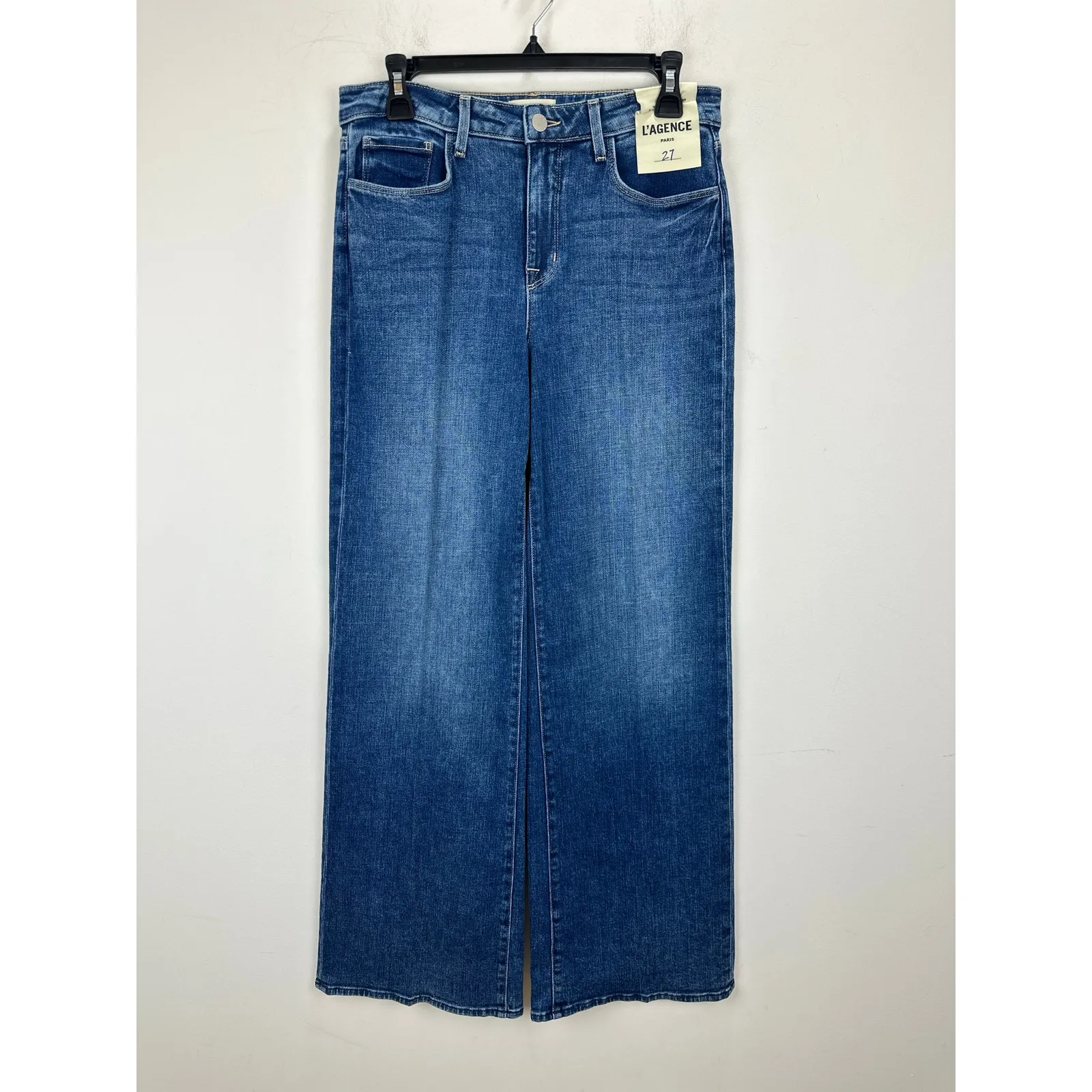 L'AGENCE Alicent High Waist Wide Leg Jeans in Wilcox Blue Relaxed US 27 NWT - Image 6