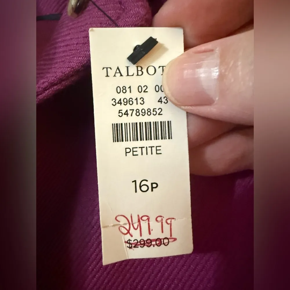 Talbots DOUBLE TWILL WOOL FEMININE Coat Fuschia Lined NWT Petite 16P MRSP $299 - Image 7