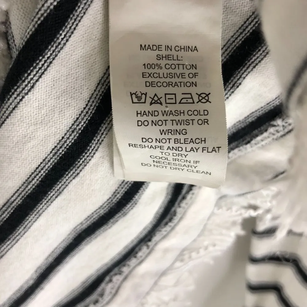 Kate Spade Womens Broome Street: Black White Striped Fringe Knit Top S - Image 5